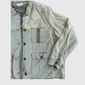 Maurice’s boho Green utility button up with a worn, military & utility look